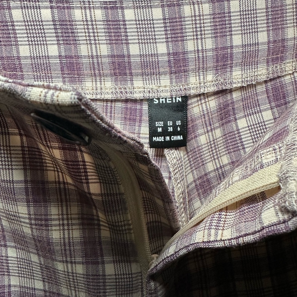 Wide-Leg Plaid Pants in Purple and White - Picture 4 of 4